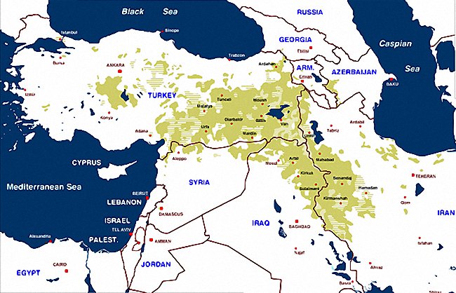 mapa kurdos